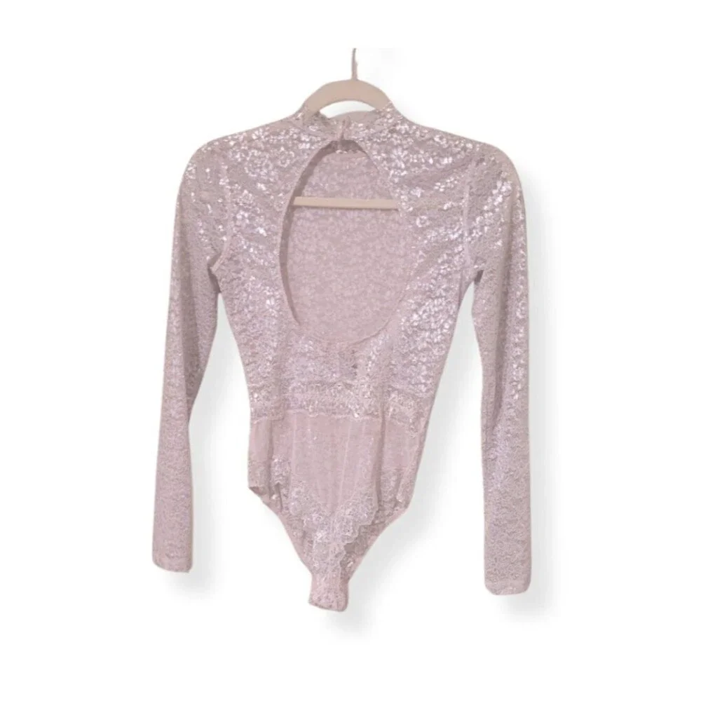 Victoria's Secret Sparkly Lace Light Pink Bodysuit. Size . NEW - Picture 3 of 6